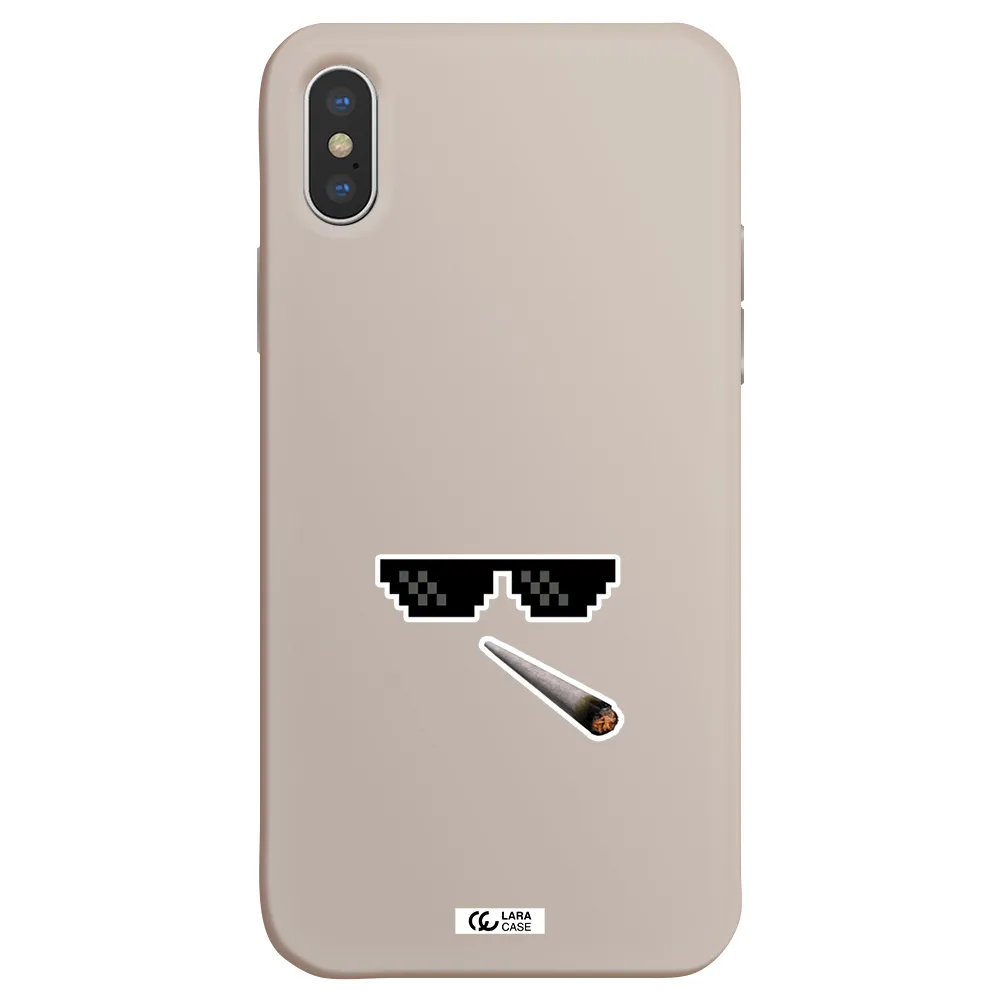 a cigarette and sunglasses Apple iPhone XS Silicone Stone Case