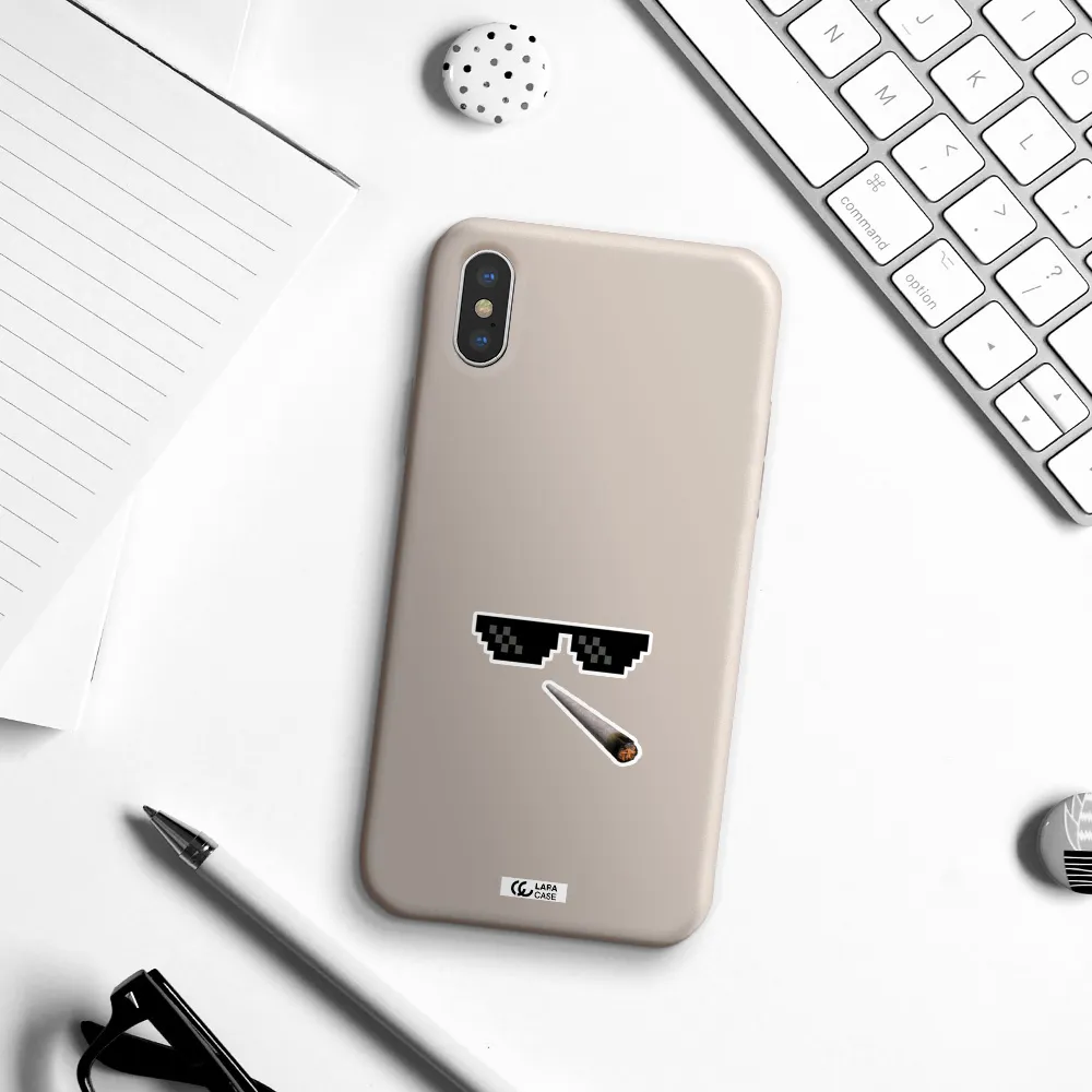 a cigarette and sunglasses Apple iPhone XS Silicone Stone Case