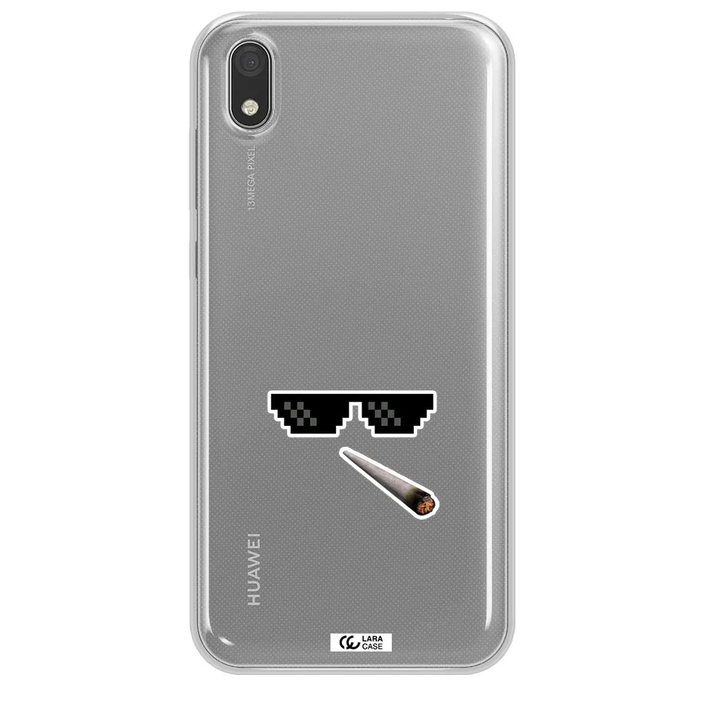 a cigarette and sunglasses Huawei Honor 8S Clear TPU Case
