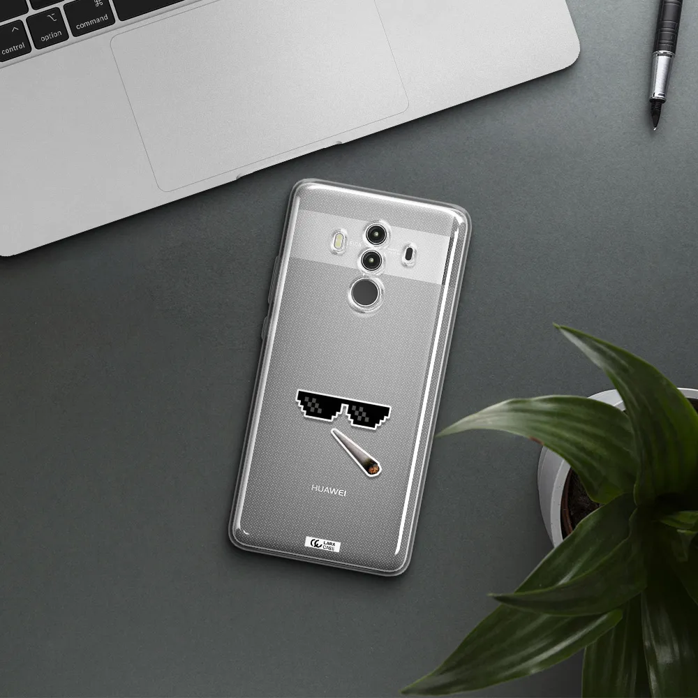 a cigarette and sunglasses Huawei Mate 10 Clear TPU Case
