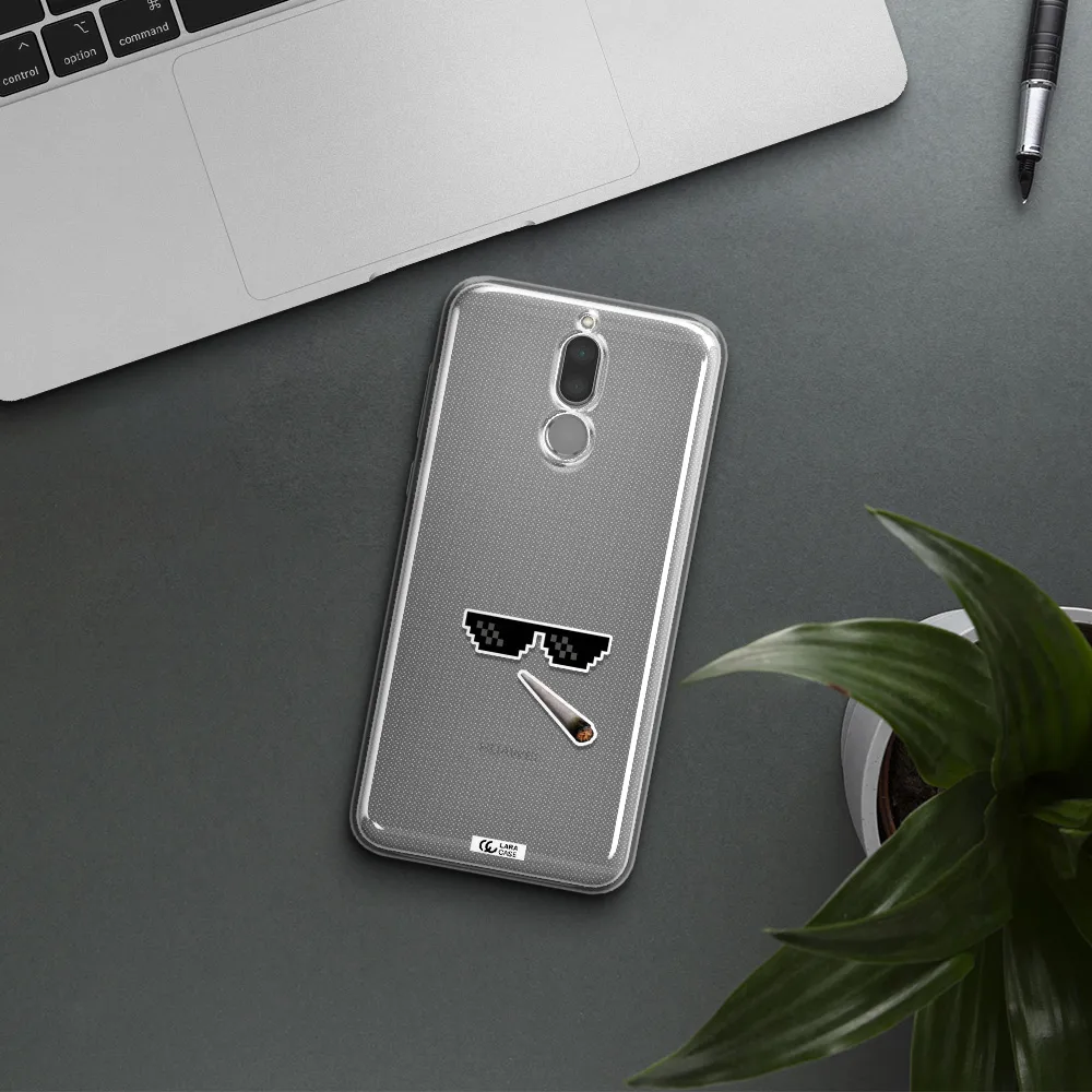 a cigarette and sunglasses Huawei Mate 10 Lite Clear TPU Case