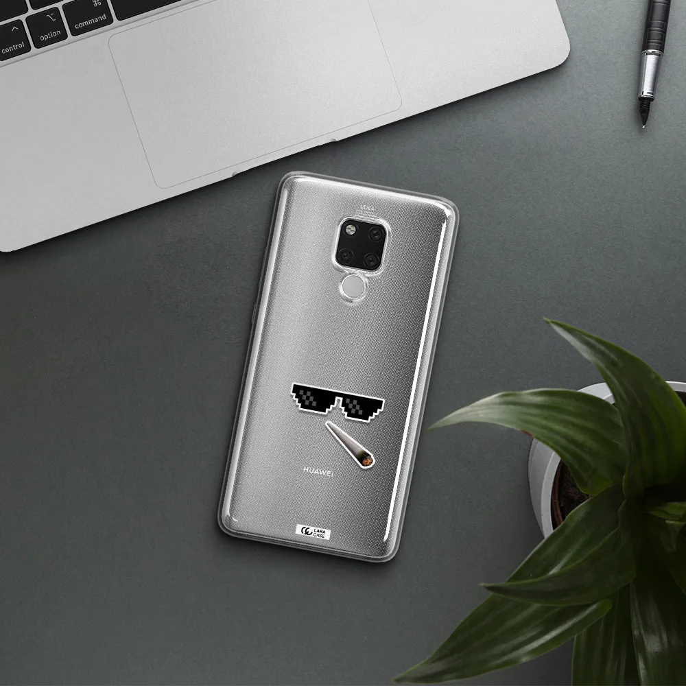 a cigarette and sunglasses Huawei Mate 20X Clear TPU Case