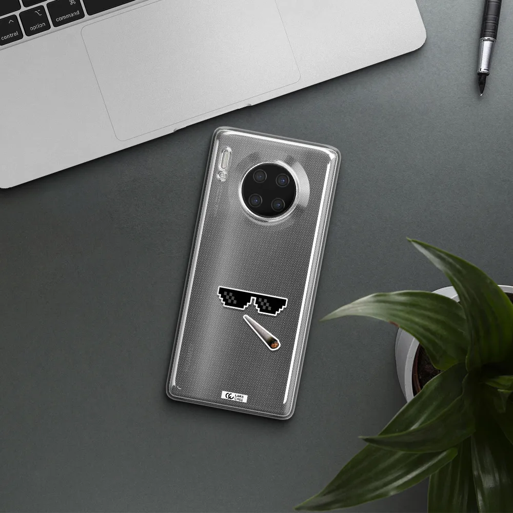 a cigarette and sunglasses Huawei Mate 30 Pro Clear TPU Case