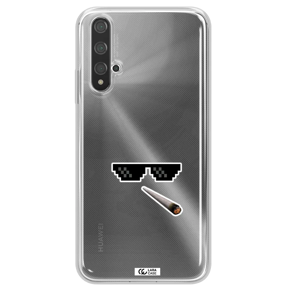 a cigarette and sunglasses Huawei Nova 5t Clear TPU Case