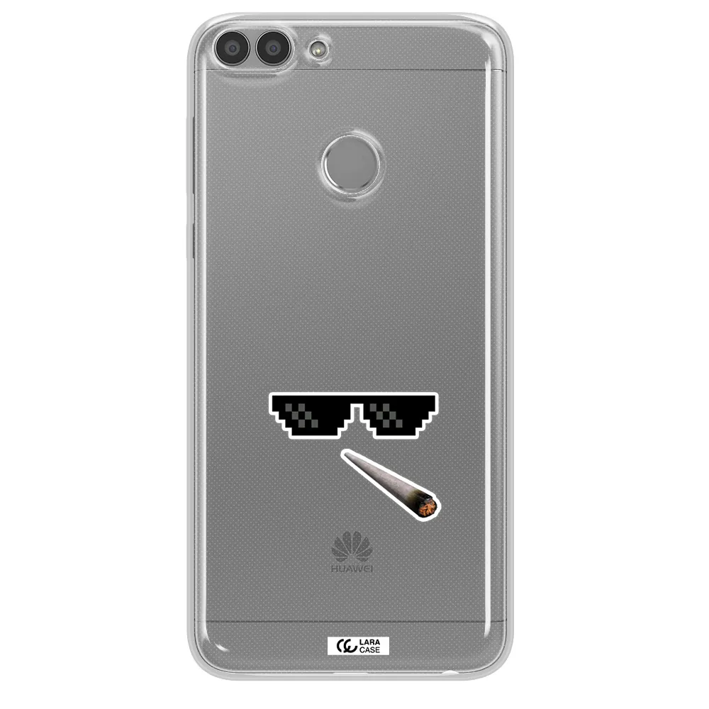 a cigarette and sunglasses Huawei P Smart 2017 Clear TPU Case