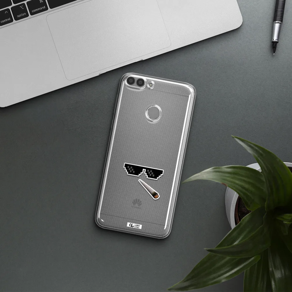 a cigarette and sunglasses Huawei P Smart 2017 Clear TPU Case