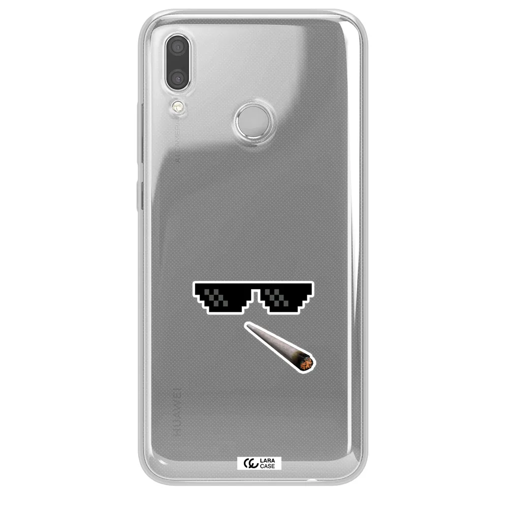 a cigarette and sunglasses Huawei P Smart 2019 Clear TPU Case
