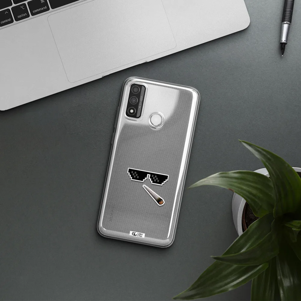 a cigarette and sunglasses Huawei P Smart 2020 Clear TPU Case