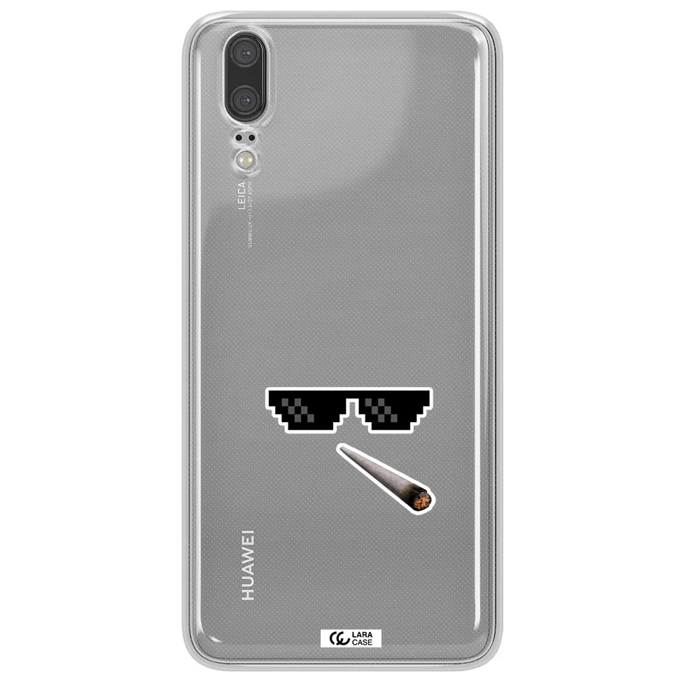 a cigarette and sunglasses Huawei P20 Clear TPU Case