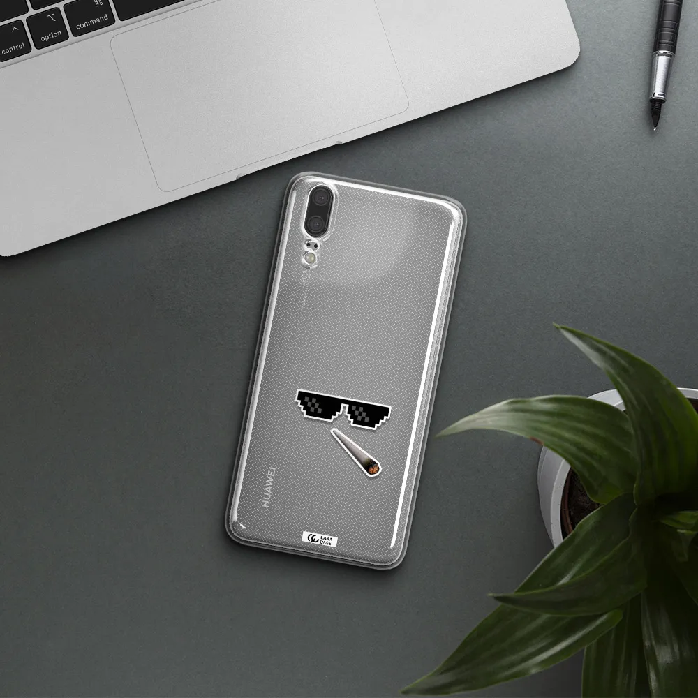 a cigarette and sunglasses Huawei P20 Clear TPU Case