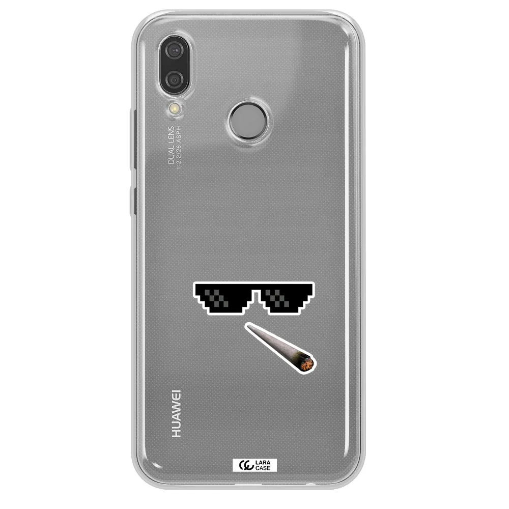 a cigarette and sunglasses Huawei P20 Lite Clear TPU Case