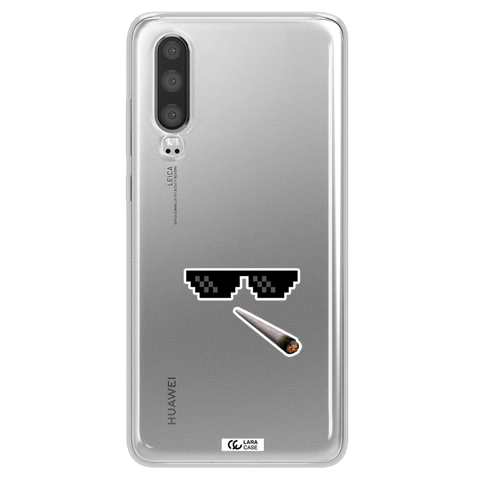 a cigarette and sunglasses Huawei P30 Clear TPU Case