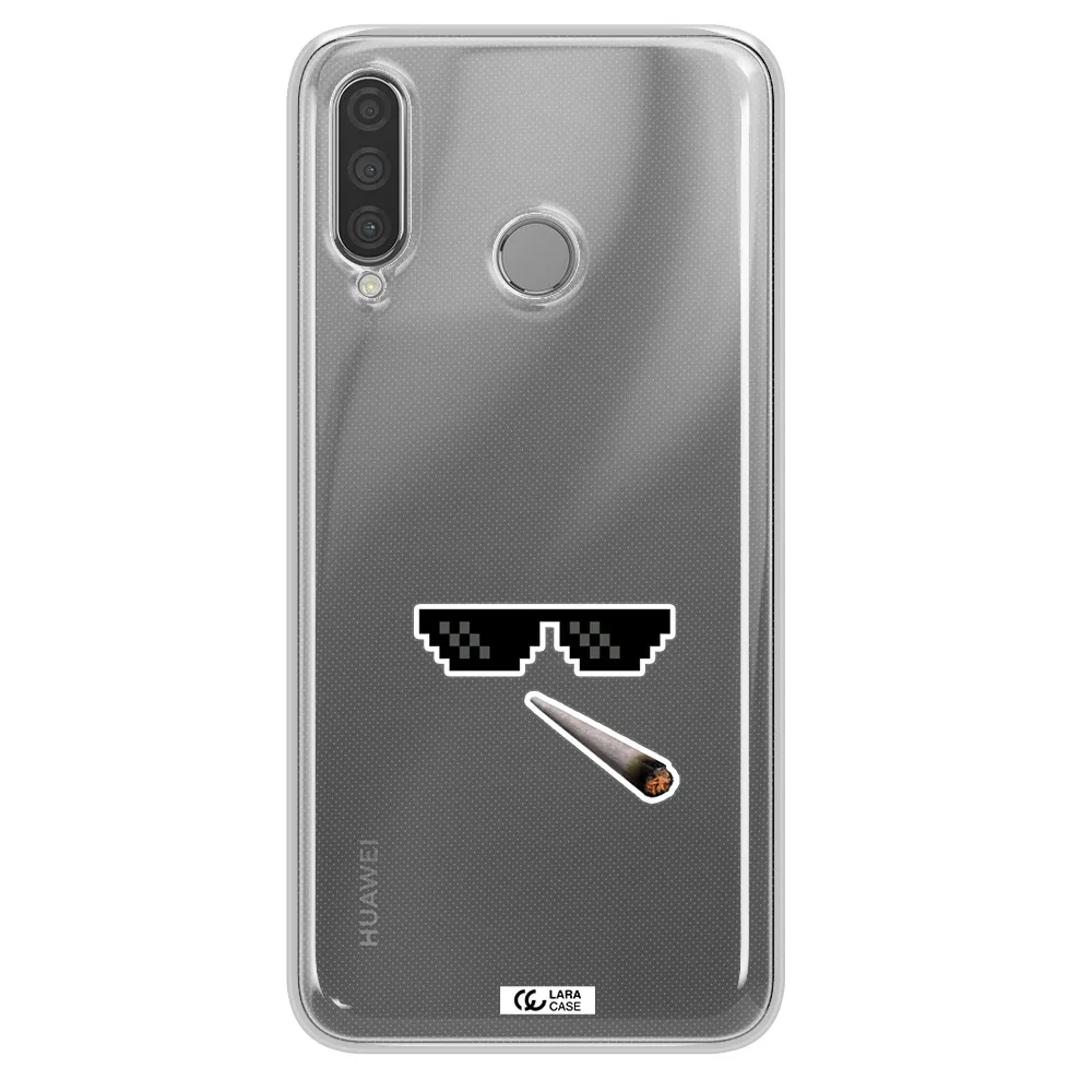 a cigarette and sunglasses Huawei P30 Lite Clear TPU Case
