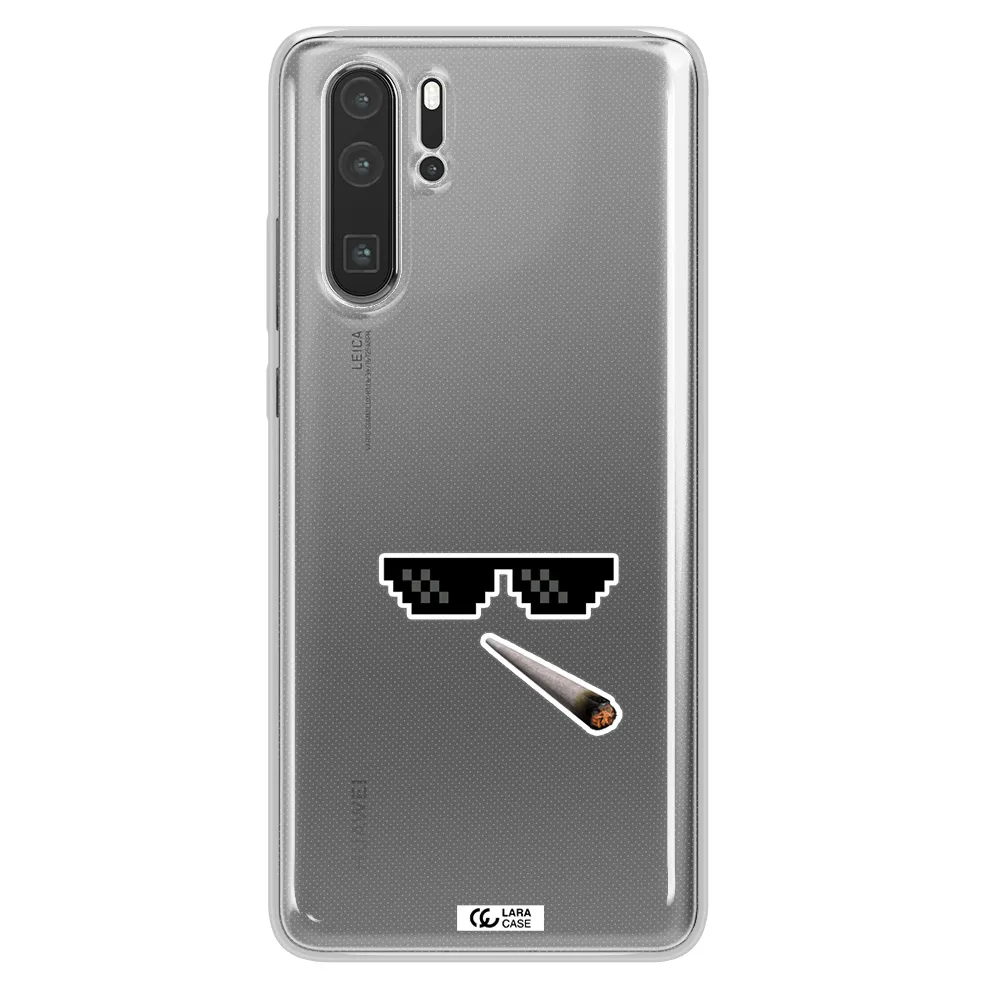 a cigarette and sunglasses Huawei P30 Pro Clear TPU Case