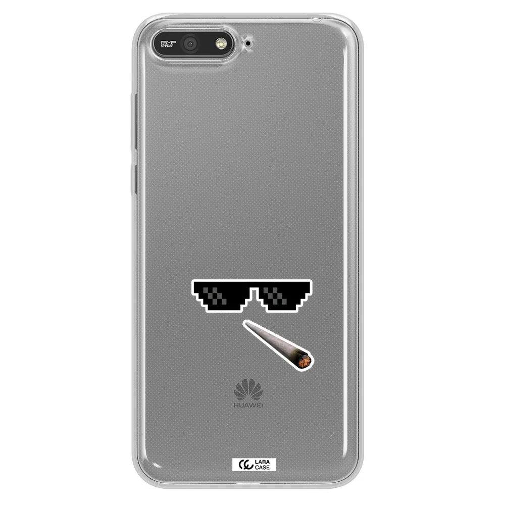 a cigarette and sunglasses Huawei Y6 2018 Clear TPU Case