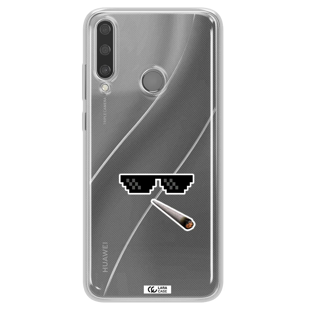 a cigarette and sunglasses Huawei Y6P Clear TPU Case
