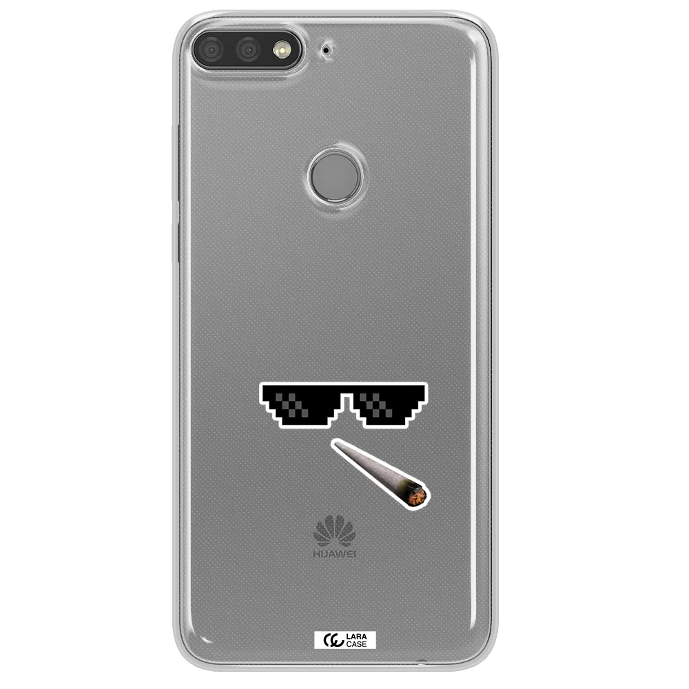 a cigarette and sunglasses Huawei Y7 Prime 2018 Clear TPU Case
