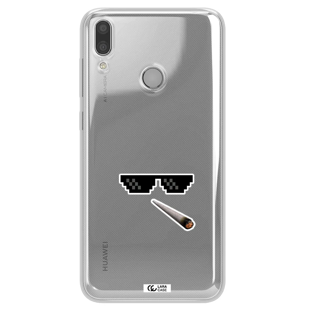 a cigarette and sunglasses Huawei Y9 2019 Clear TPU Case