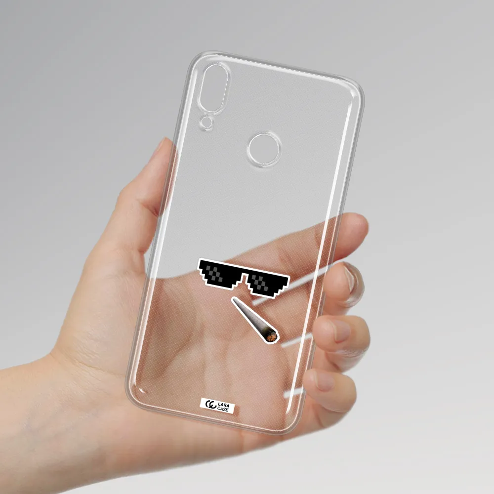 a cigarette and sunglasses Huawei Y9 2019 Clear TPU Case