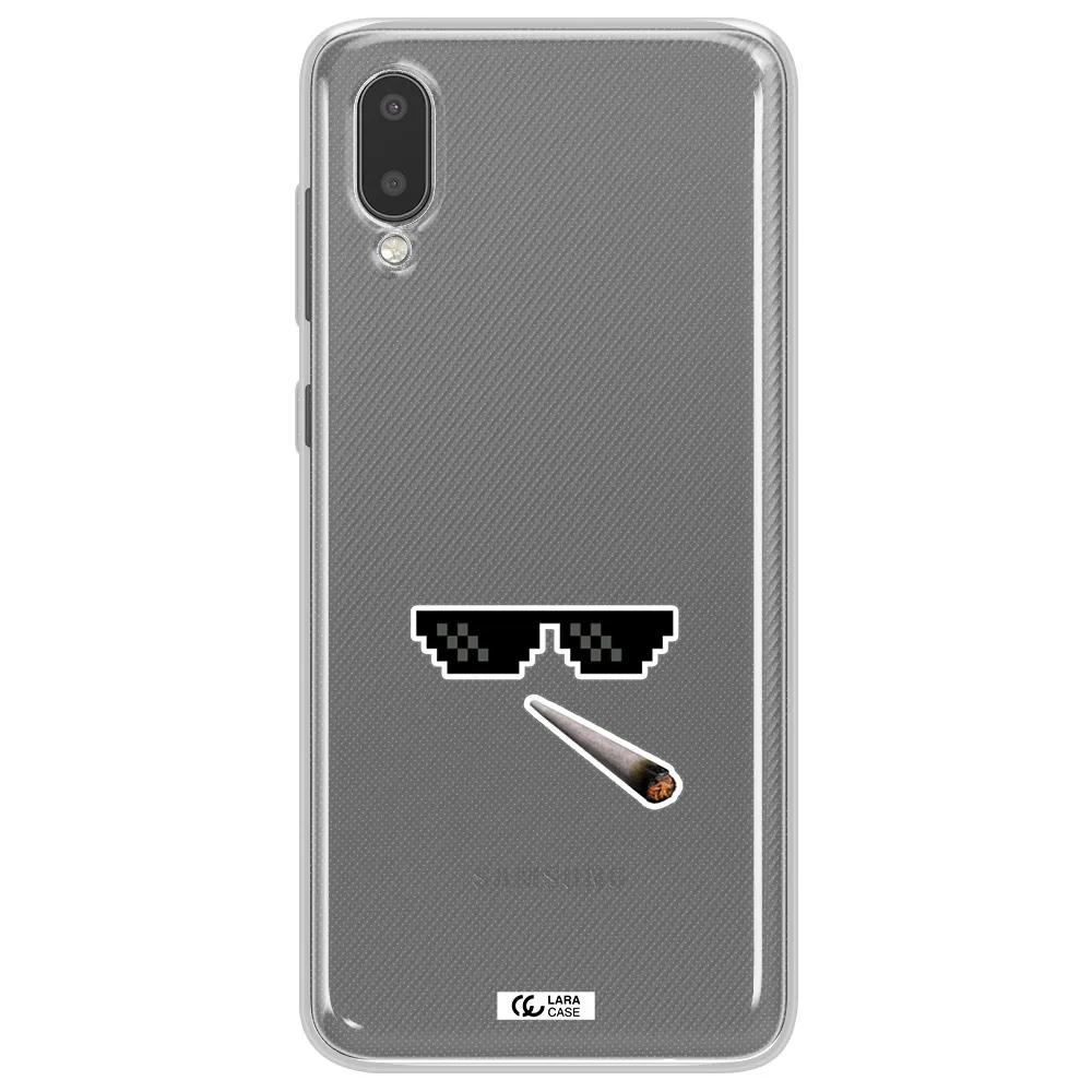 a cigarette and sunglasses Samsung A02 Clear TPU Case
