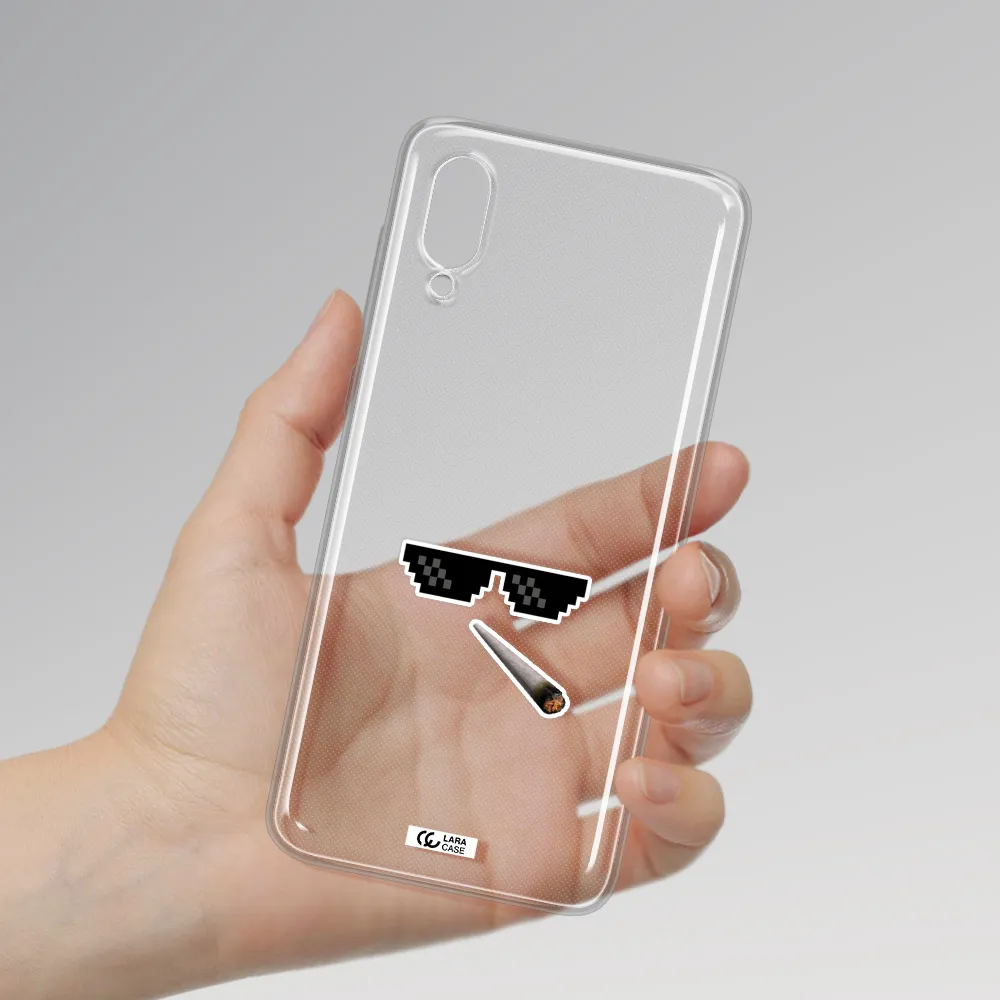 a cigarette and sunglasses Samsung A02 Clear TPU Case