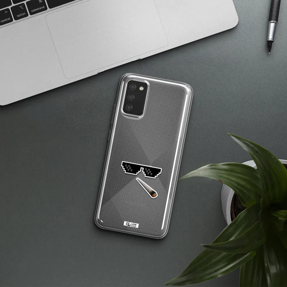 a cigarette and sunglasses Samsung A02S Clear TPU Case