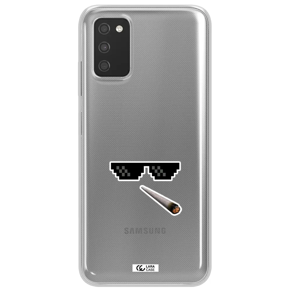 a cigarette and sunglasses Samsung A03S Clear TPU Case