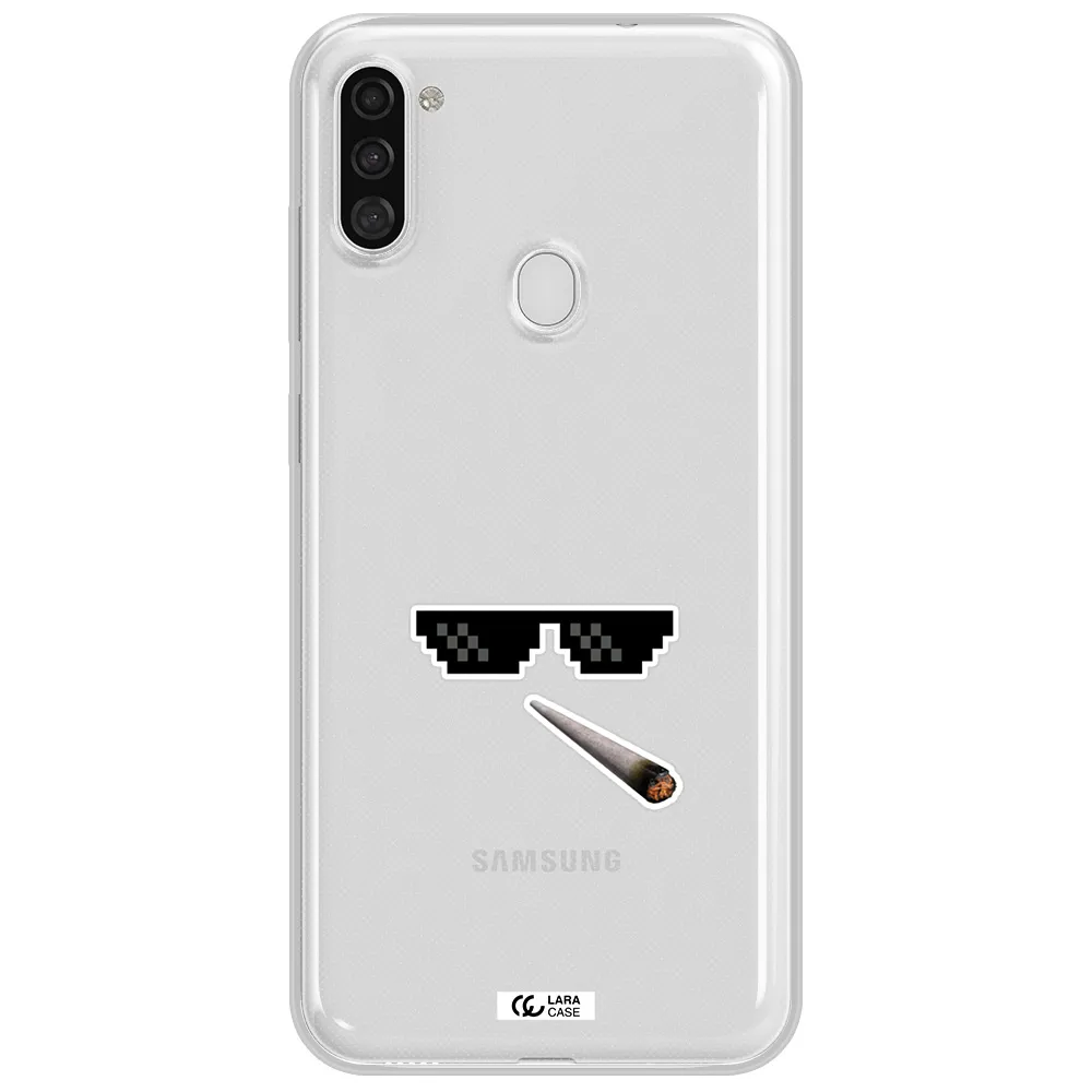 a cigarette and sunglasses Samsung A11 Clear TPU Case