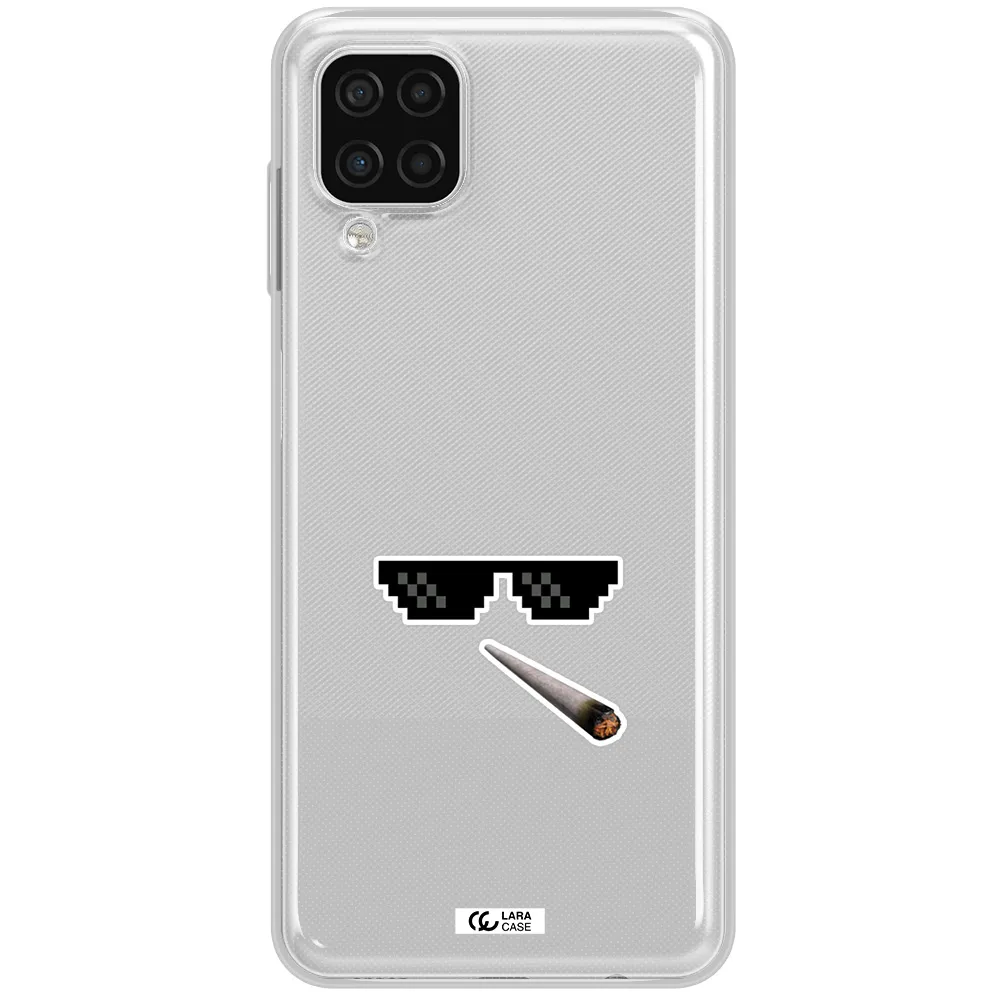a cigarette and sunglasses Samsung A12 4g Clear TPU Case