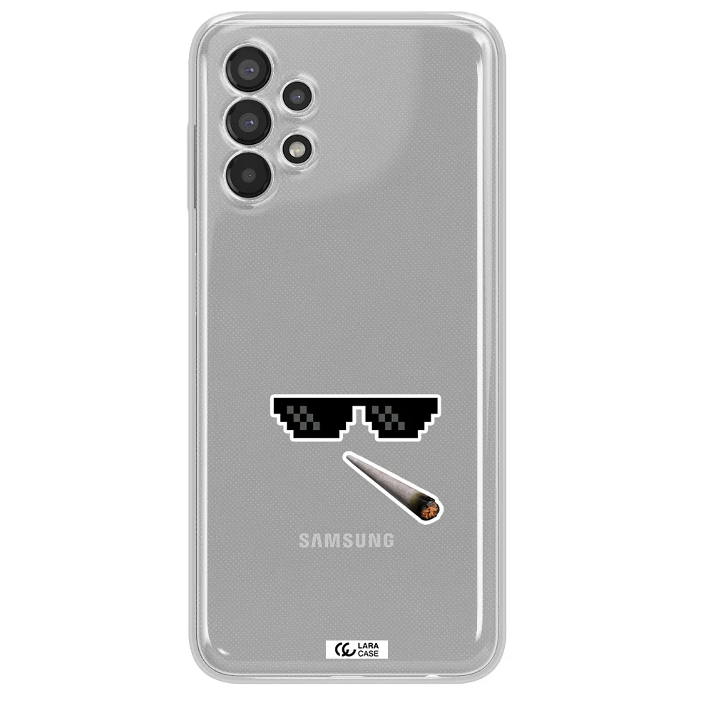 a cigarette and sunglasses Samsung A13 Clear TPU Case