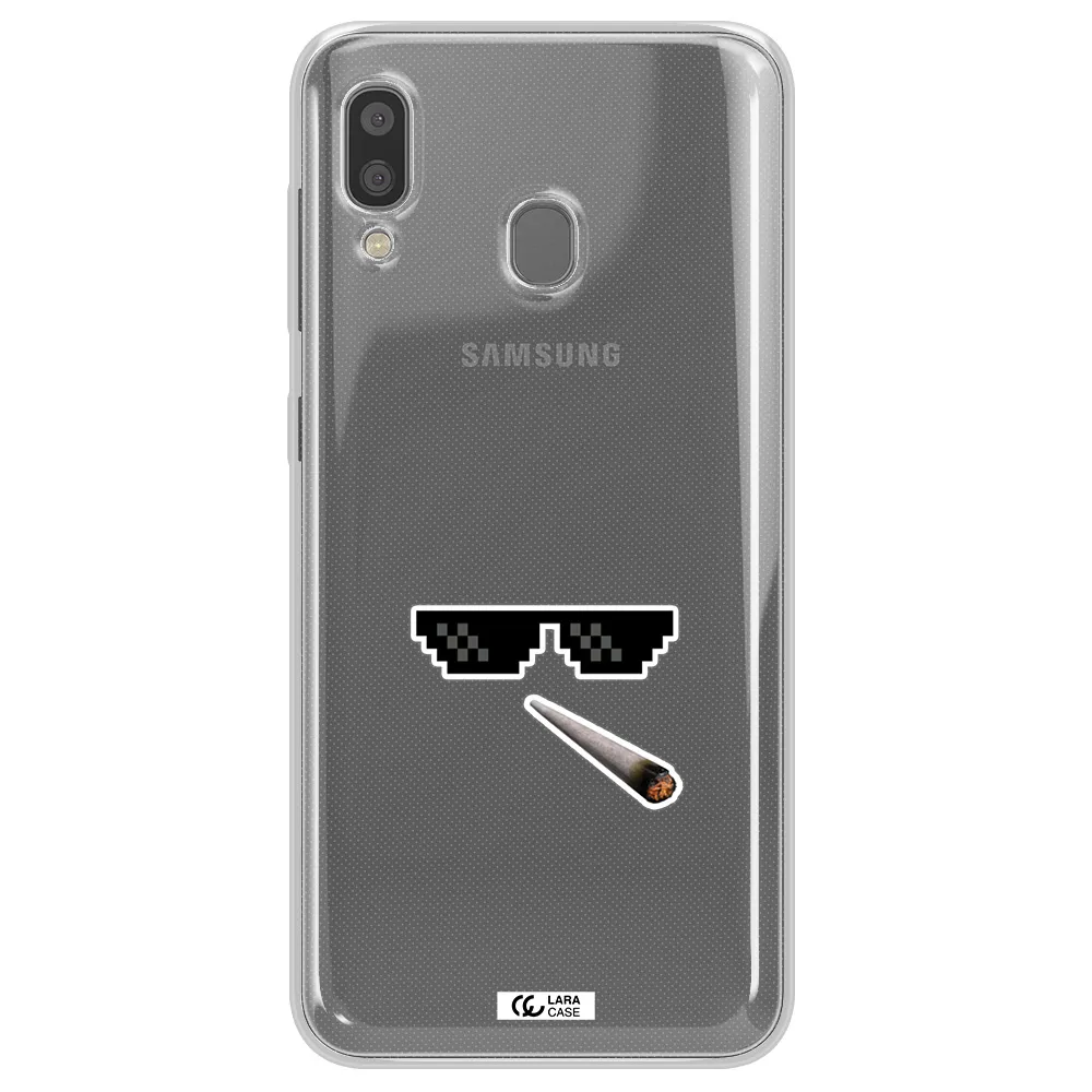a cigarette and sunglasses Samsung A20 Clear TPU Case