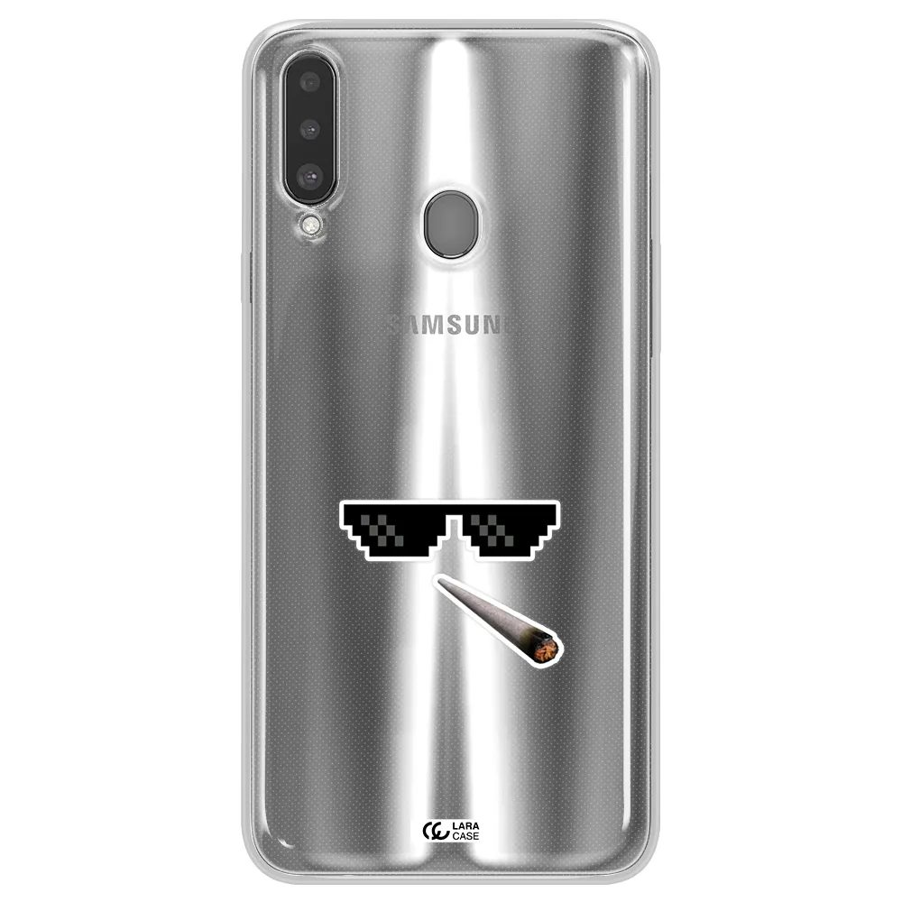 a cigarette and sunglasses Samsung A20S Clear TPU Case