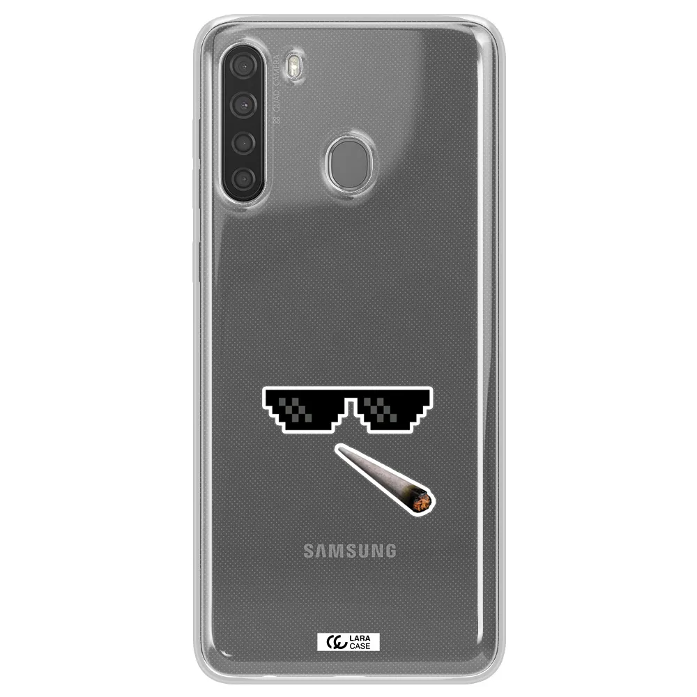 a cigarette and sunglasses Samsung A21 Clear TPU Case