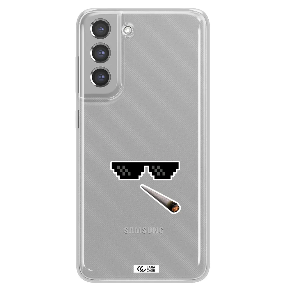 a cigarette and sunglasses Samsung A21 Fe Clear TPU Case