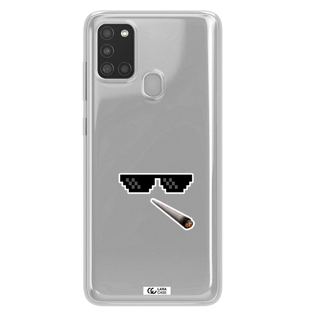a cigarette and sunglasses Samsung A21S Clear TPU Case