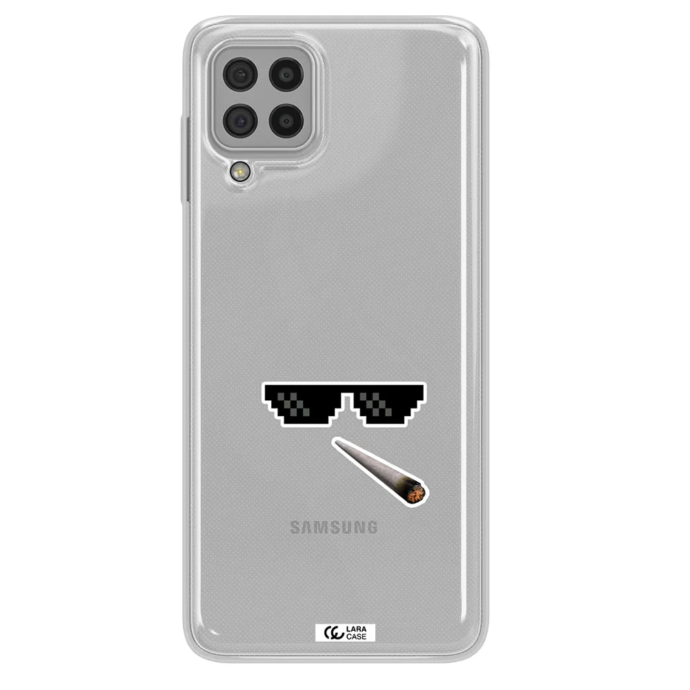 a cigarette and sunglasses Samsung A22 4g Clear TPU Case