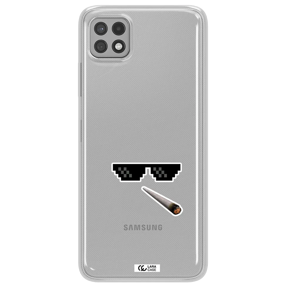 a cigarette and sunglasses Samsung A22 5g Clear TPU Case