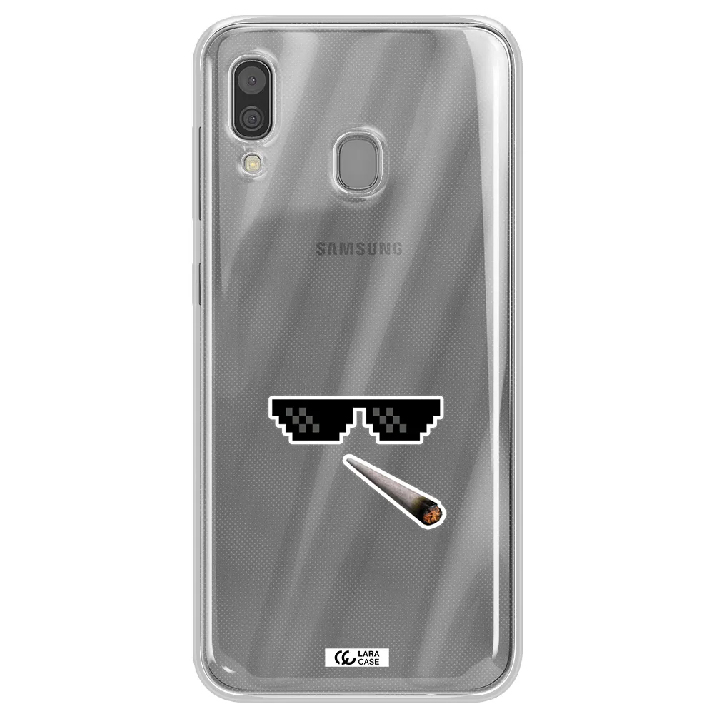 a cigarette and sunglasses Samsung A30 Clear TPU Case