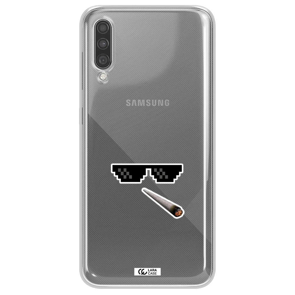 a cigarette and sunglasses Samsung A30S Clear TPU Case