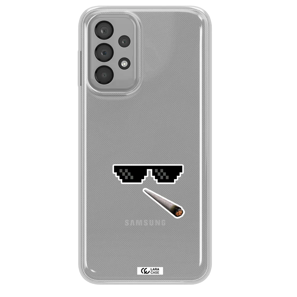 a cigarette and sunglasses Samsung A33 Clear TPU Case