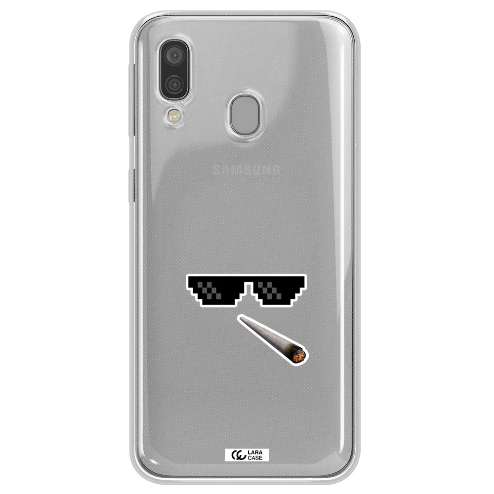a cigarette and sunglasses Samsung A40 Clear TPU Case
