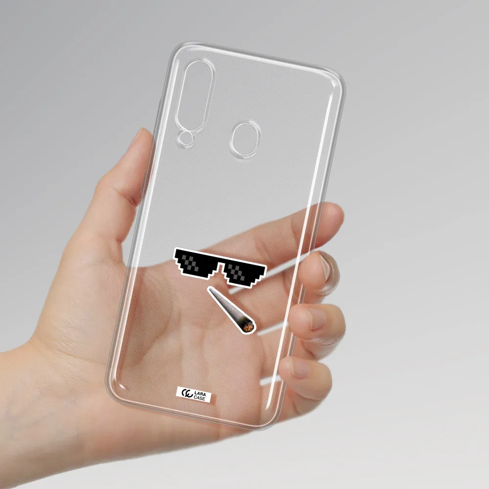 a cigarette and sunglasses Samsung A60 Clear TPU Case
