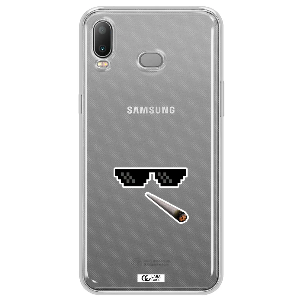 a cigarette and sunglasses Samsung A6S Clear TPU Case