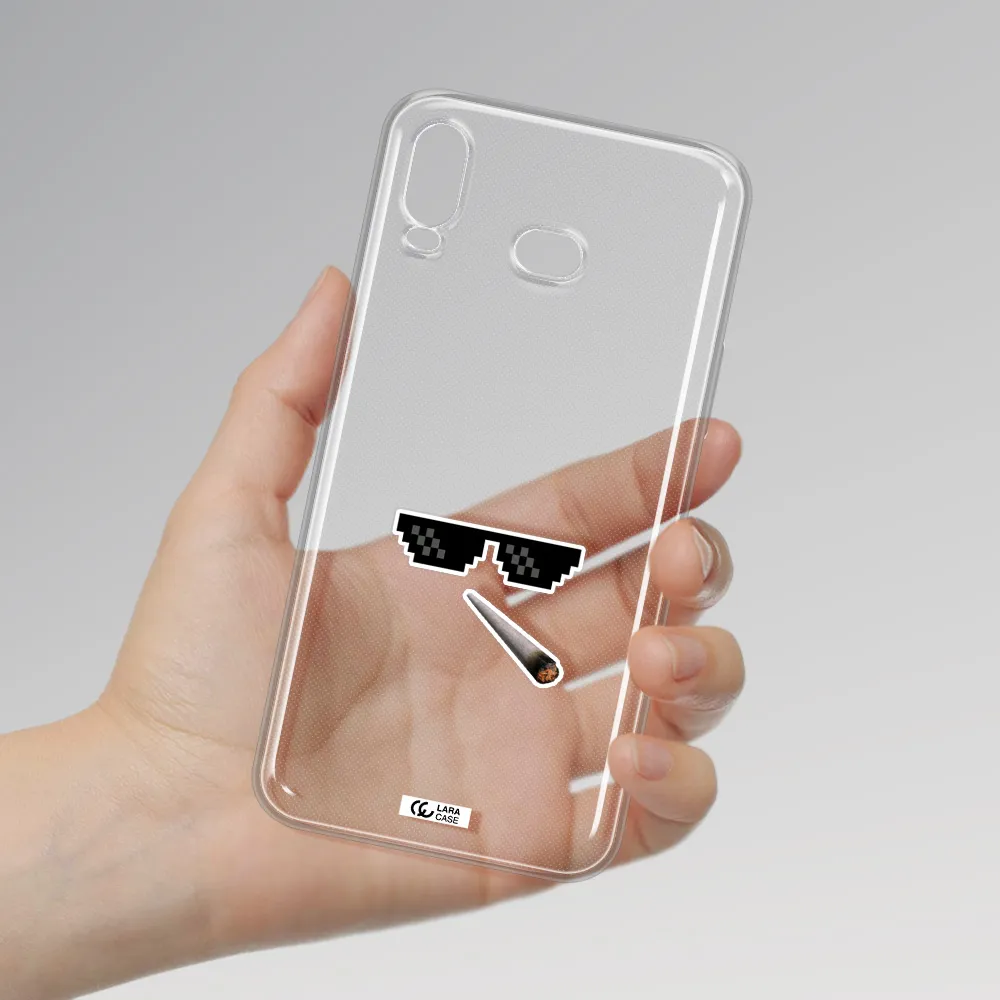 a cigarette and sunglasses Samsung A6S Clear TPU Case