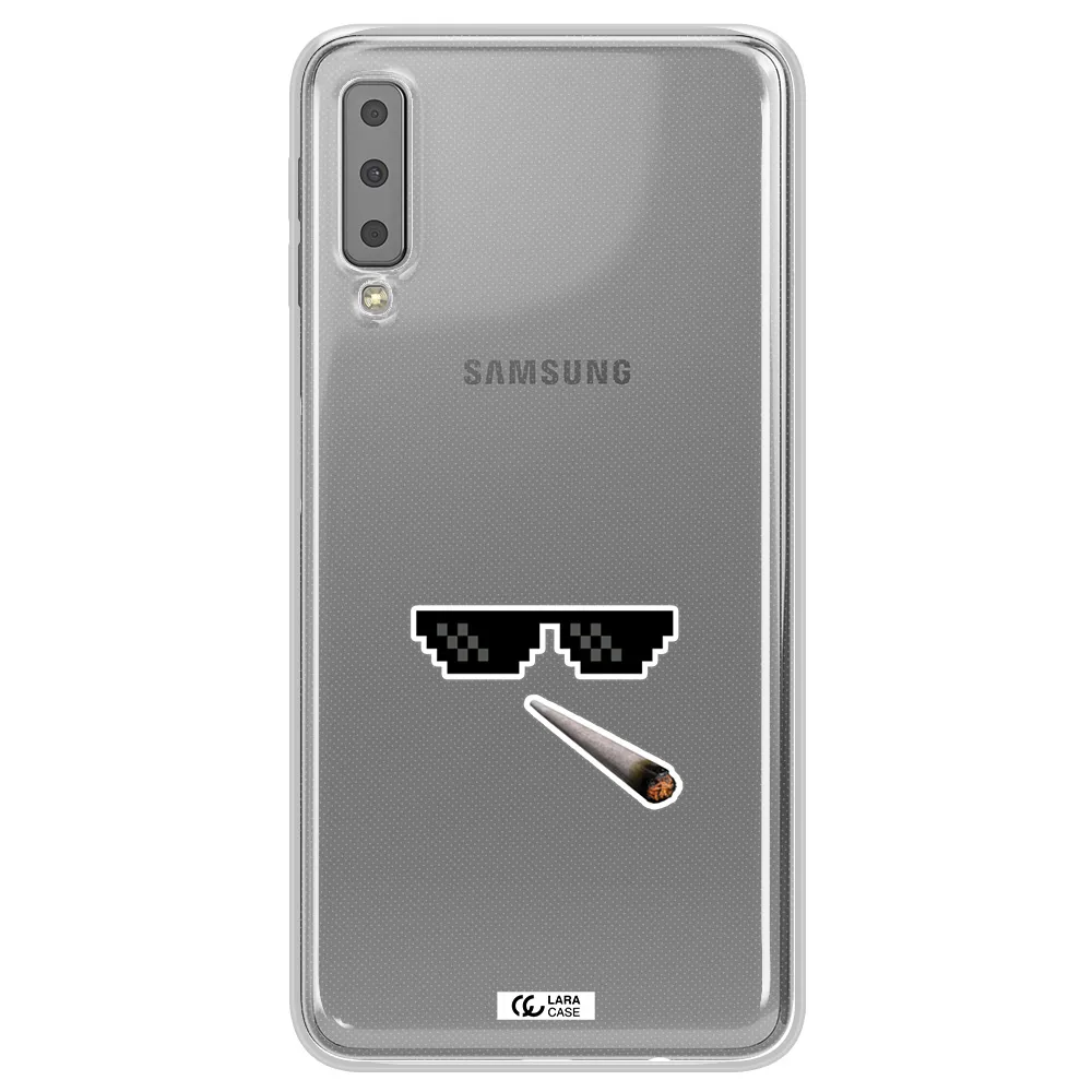 a cigarette and sunglasses Samsung A7 2018 Clear TPU Case