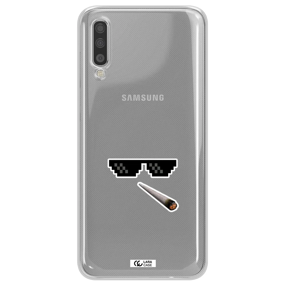 a cigarette and sunglasses Samsung A70 Clear TPU Case