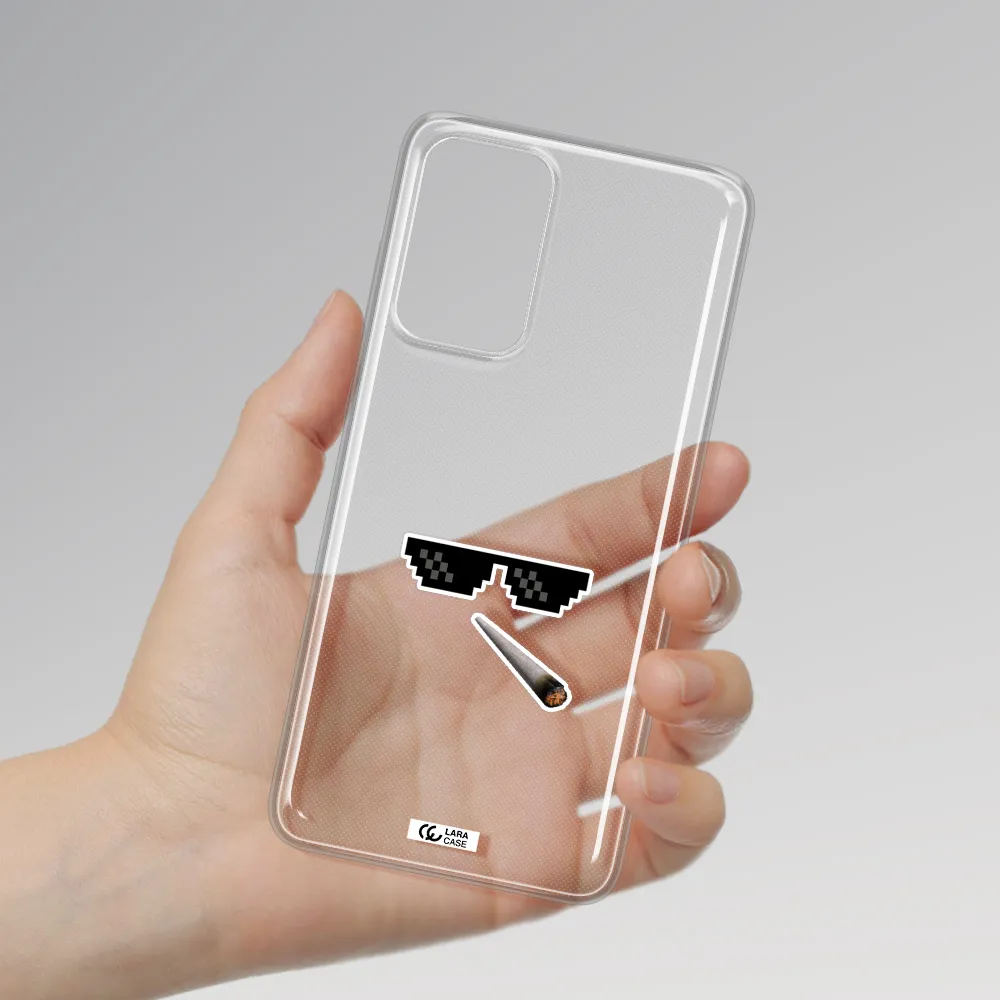 a cigarette and sunglasses Samsung A72 Clear TPU Case