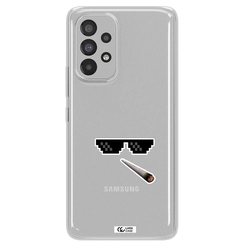 a cigarette and sunglasses Samsung A73 Clear TPU Case