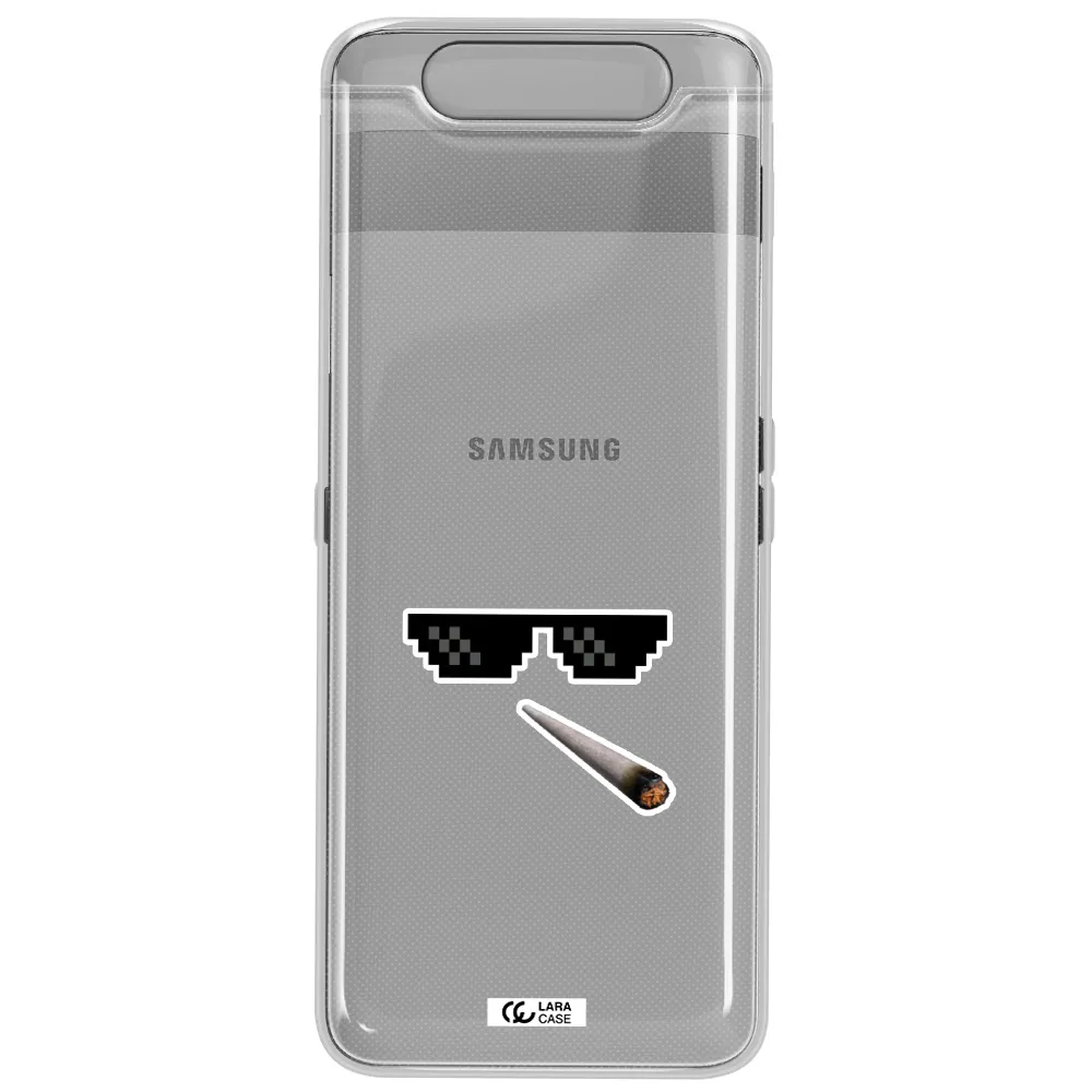 a cigarette and sunglasses Samsung A80 Clear TPU Case