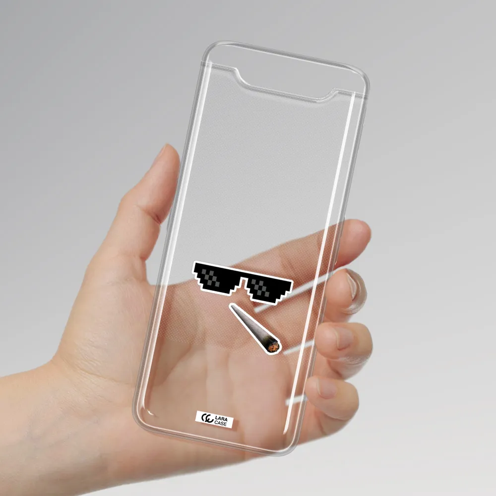 a cigarette and sunglasses Samsung A80 Clear TPU Case
